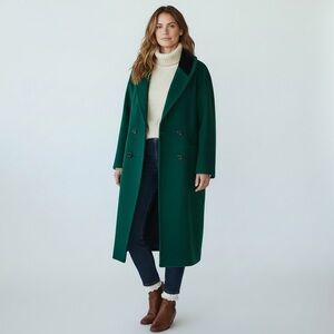 Vintage 80s 90s Braetan Dark Pine Green and Black Velvet Collar Coat Size 10P